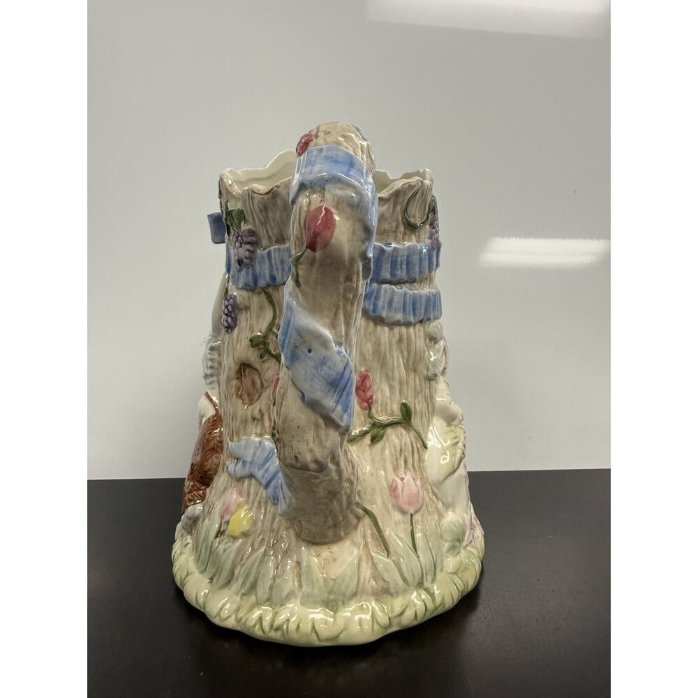 vintage Fitz and Floyd "Bunny Hollow" Tree Trunk Pitcher 1989 1.5 Qt - Picture 4 of 6